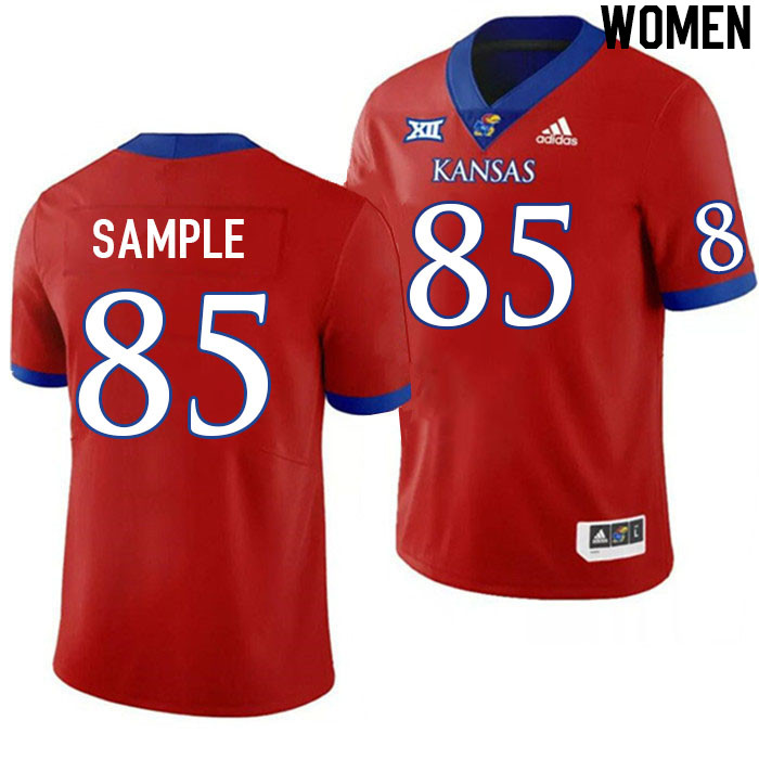 Women #85 Jared Sample Kansas Jayhawks College Football Jerseys Stitched Sale-Red - Click Image to Close